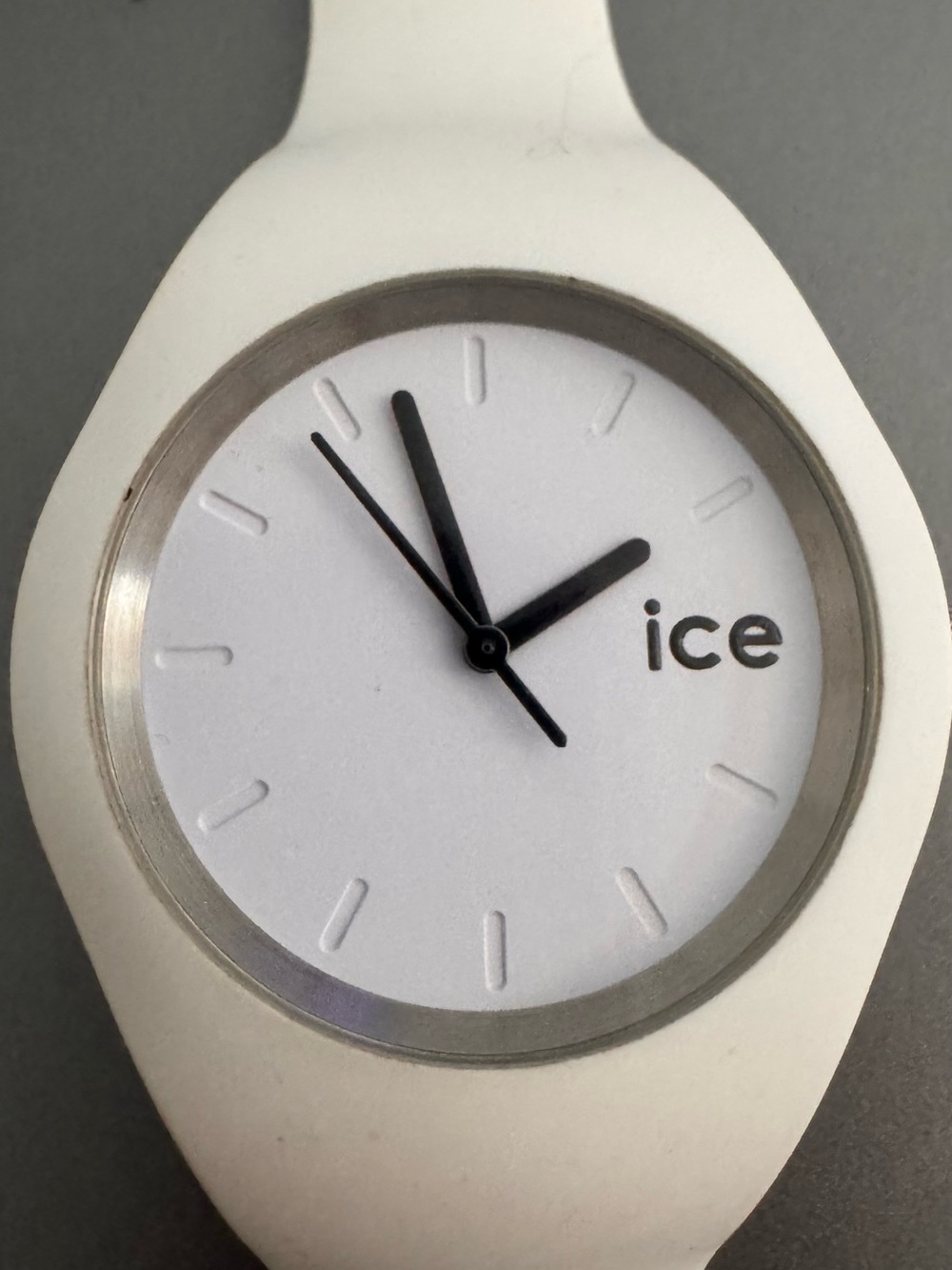 Ice White Silicone Wristwatch with Black Hands